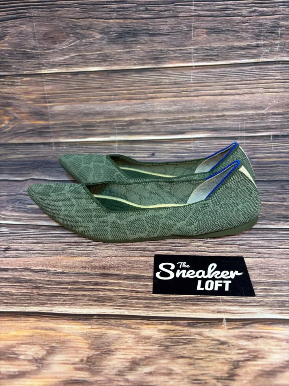 Rothy's The Point Flats Women's Green Safari Knit‎ Slip On Shoes Size 9